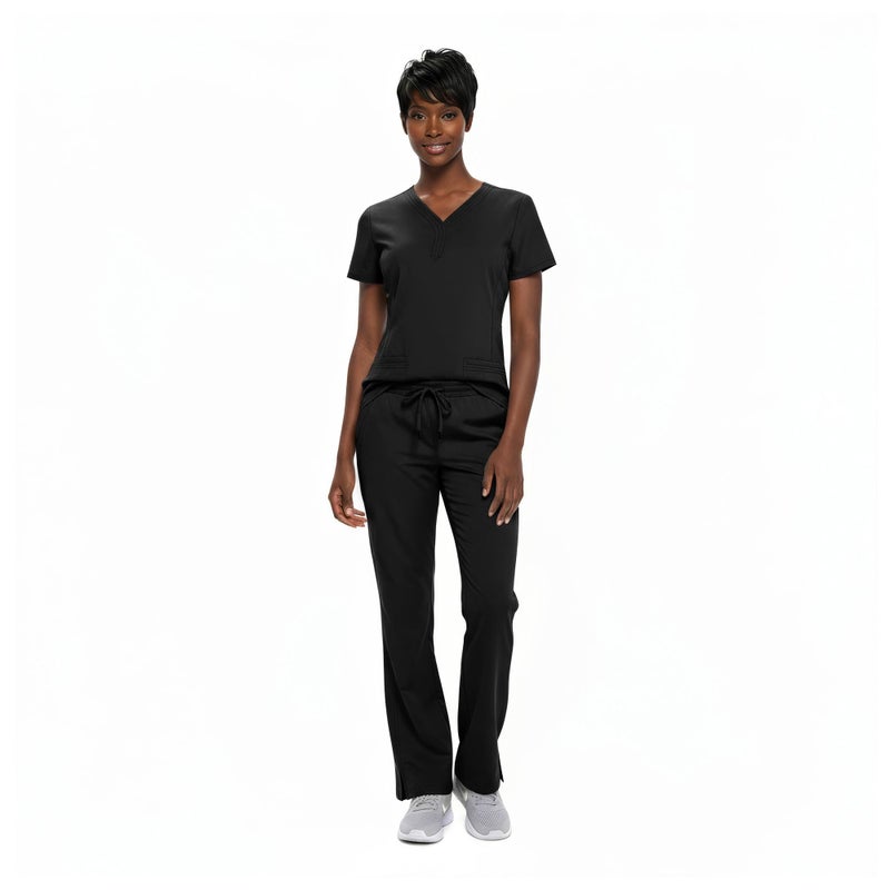 Natural Uniforms Women's Ultra Soft Y-Neck Scrub Set (Black, X-Large) - Image 4